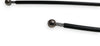 Close-up of a black cable with a metallic ball connector and exposed twisted wire at one end, shown on a plain white background.