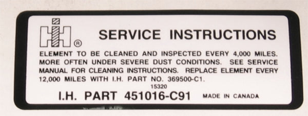 Service Instructions Decal - Scout II