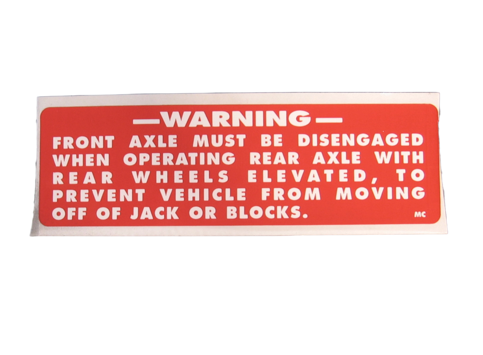 Scout Front Axle Warning Decal