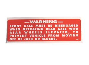 Scout Front Axle Warning Decal